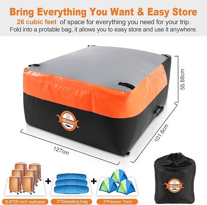Sailnovo Truck Bed Cargo Bag, 26 Cubic ft Waterproof Cargo Bag for Truck Bed, Heavy Duty PVC Truck Cargo Bag Fits Any Truck Size with 6 Stretch Cord, Packing Bag (50''x40''x22'')