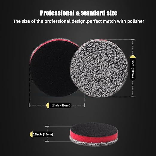 SPTA 2" Microfiber Cutting Pads 10 Pack, Heavy Cutting and Polishing, Microfiber Finishing Disc for Waxing and Polishing&Scratch and Vortex Removal Pad, Ultrafine Fiber Pad