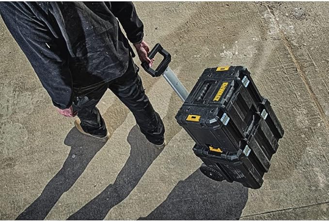 DEWALT Tool Box with Wheels Modular, Large Rolling Tool Box With Telescopic Handle, Portable Carrier Deep Stackable TSTAK Storage (DWST17820)