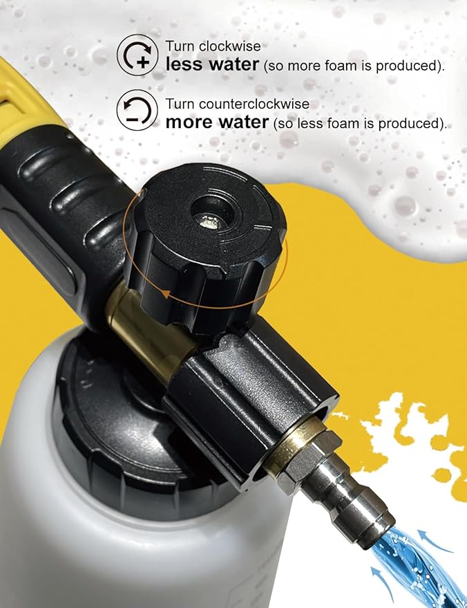 Foam Cannon with Pressure Washer Tips and Nozzle Holder, 4000PSI Car Soap Dispenser for Pressure Washer with M22 and 1/4" Quick Connector,1L Bottle
