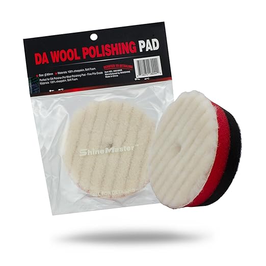 Maxshine 3" Universal Wool Buffing Polishing Pad for Cutting – 100% Natural Wool with Hook & Loop – DA Polisher Compatible – Aggressively Removes Scratches, Swirls & Oxidation