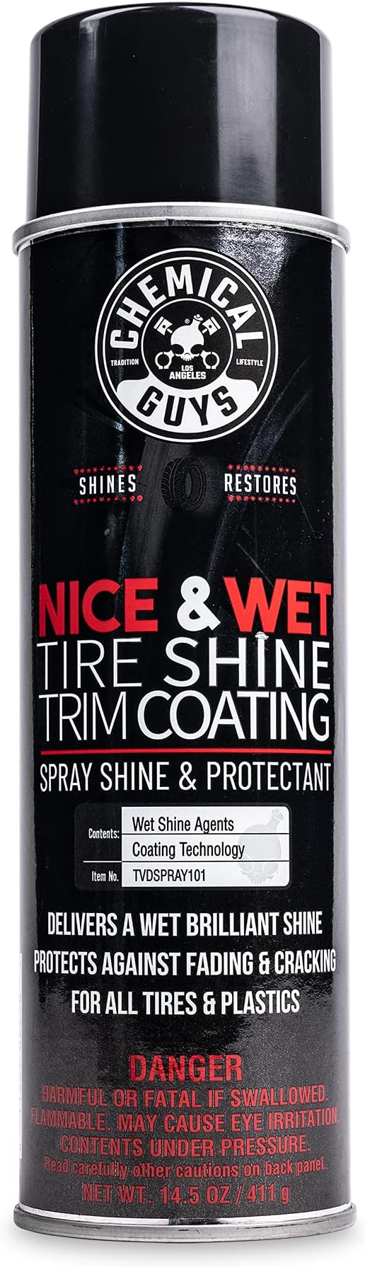 Chemical Guys TVDSPRAY101 Nice & Wet Tire Shine Trim Coating for Rubber, Plastic and Vinyl, Safe for Cars, Trucks, SUVs, Motorcycles, RVs & More, 14.5 fl oz