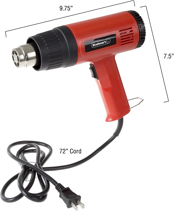 Dual Temperature Heat Gun, 1500 Watt, 120V Heating Gun Tool By Stalwart (Great for DIY, Home Improvement, Contractors, Removing Paint)