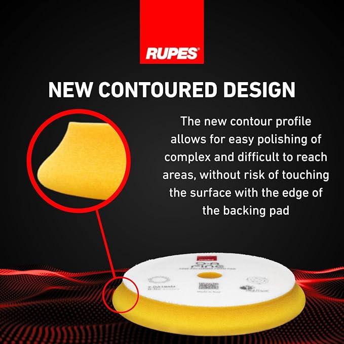 RUPES 9.DA150M Pack of 24 Yellow D-A Fine Finishing Foam Pads 150mm | Ideal for Paint Correction & Gloss Enhancement | Moderate to Fine Defect Removal | Compatible with 5" Backing Plate