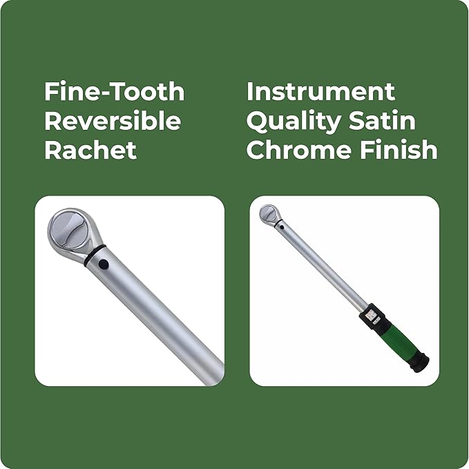 Click-Style Torque Wrench - ⅜” Drive 20-100 ft.-lb. (25-135 n.m.) 45 Tooth Ratchet Socket Wrench for Mechanic Tool Set, Easy Read Scale & Ergonomic Grip Precision, Professional Hand Tool for Repairs