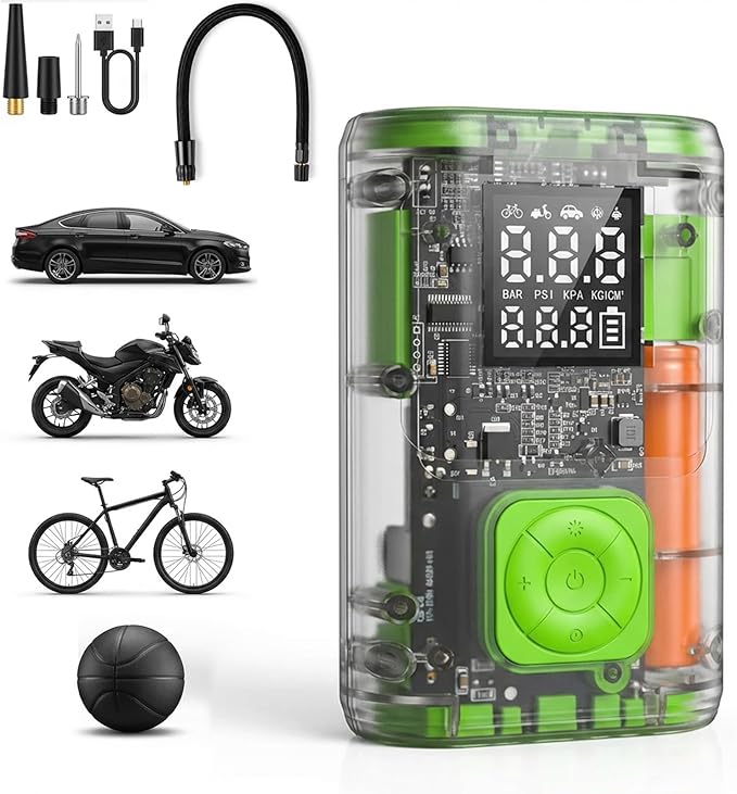 Tire Inflator Portable Air Compressor, 150 PSI Cordless Air Pump，Auto Shut-Off for Car Tires, Bike Pump, Motorcycle, Balls
