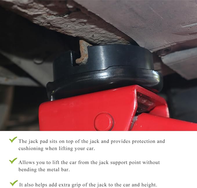 4 PCS Rubber Jack Pads, Universal Heavy Duty Slotted Floor Jack Pad Adapter, Vehicle Pinch Weld Side Frame Rail Protector Pad, Lift Protection Tool Car Accessories