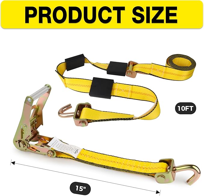 Car Hauler Straps Heavy Duty 10,000 lbs Break Strength-3-Point Tire Tie Down Straps for Trailers,Over The Wheel Tie Downs with Rubber Cleats for SUV,Truck,ATV,UTV