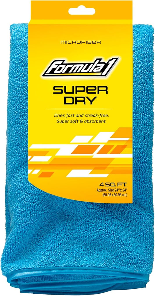 Formula 1 Super Dry Microfiber Drying Towel - Double Thick & Quick Dry - Extra Large - 24" x 24"
