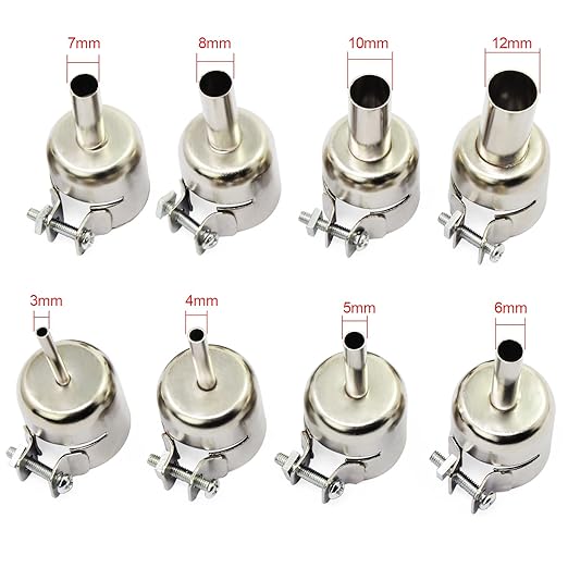 OCR 8PCS 3-12mm Heat Gun Nozzle Hot Air Gun Heat Resisting Nozzles Tips Tool for 850 Series Hot Air Soldering Station