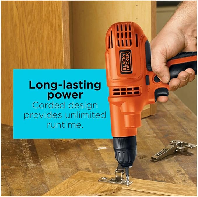 BLACK+DECKER Corded Drill, 5.5-Amp, 3/8-Inch (DR260C)