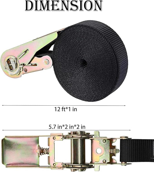 MOOCY Small Ratchet Strap,Heavy Duty Endless Ratchet Tie Down Straps,NO Hook Nylon Black Tie Down Straps for Motorcycles, Kayak