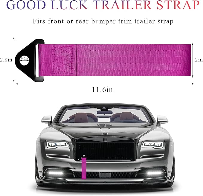 DXNQ Racing Tow Strap, Car Modification JDM Sports Bumper Decorative Traction Rope Trailer Belt, High Strength Nylon Universal Towing Strap Trailer Hook for Front or Rear Bumper (Purple)