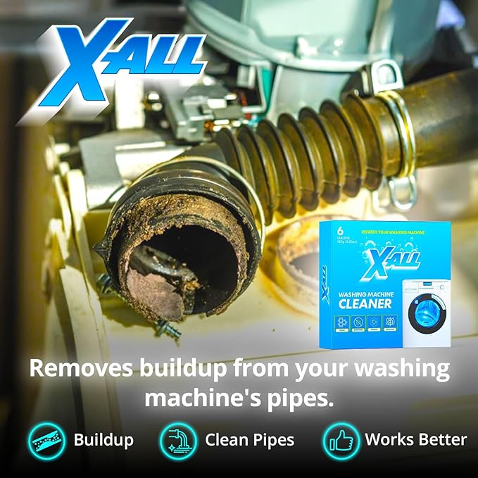 X-ALL Washing Machine Cleaner – Deep Cleaning Tablets, Cleans and refreshes the interior, Limescale and Mineral-Buildup – Deep Cleans Dirt for HE, Front Load & Top Load Washers
