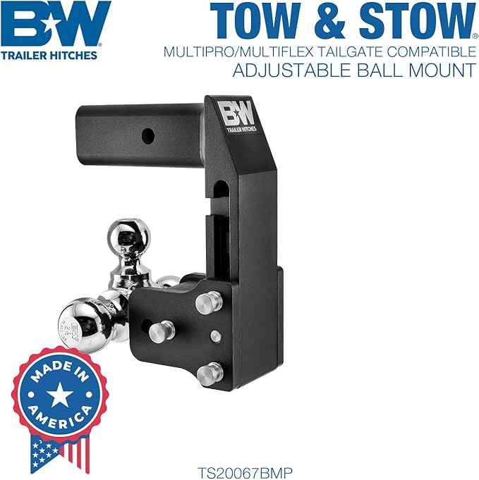 B&W Trailer Hitches B&W MultiPro Tow & Stow - Fits 2.5" Receiver, Tri-Ball (1-7/8" x 2" x 2-5/16") 18,000 GTW - TS20067BMP
