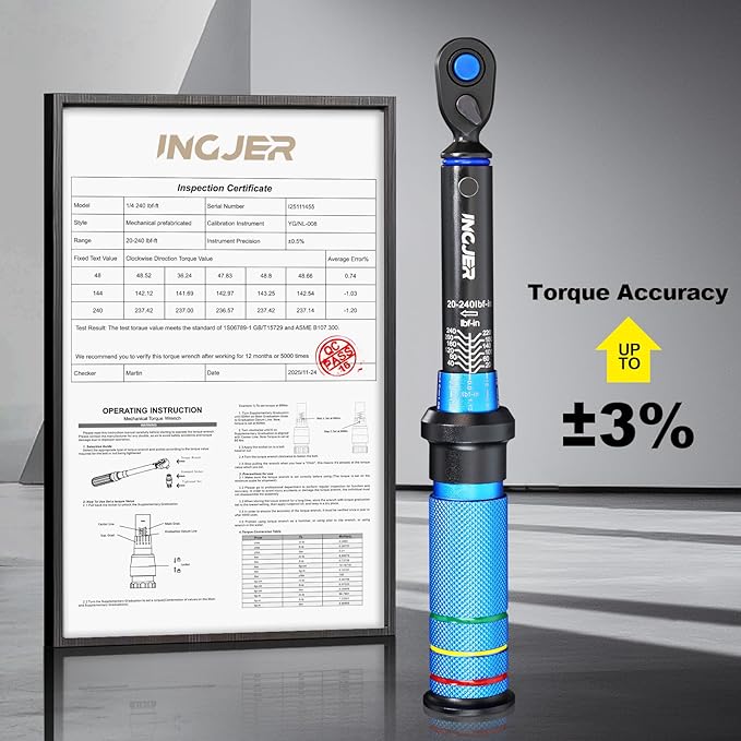 Torque Wrench, UPGRADE Mini 1/4" Drive Click Torque Wrench,20-240in.lb,Dual-Direction Adjustable 72 Tooth Click 1/4 InchTorque Wrench Bicycle for Bike, Motorcycle,Professionals & DIYers