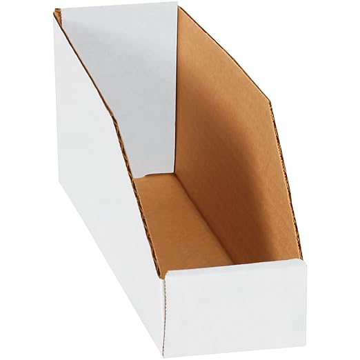 Box USA BBINEB123 Open Top Bin Boxes, 3" x 12" x 4 1/2", Oyster White (Pack of 50)