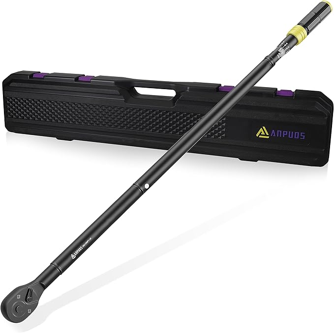 1-Inch Drive Click Torque Wrench, 200-1200 Ft-Lb/271-1626 Nm with Dual-Direction, 48-Tooth, Dual Range Scales, Quick Release Reversible Head Torque Wrench for Car, Truck, Tractor