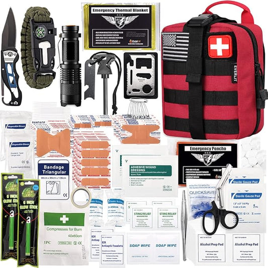 EVERLIT 250 Pieces Survival First Aid Kit IFAK EMT Molle Pouch Survival Kit Outdoor Gear Emergency Kits Trauma Bag for Camping Boat Hunting Hiking Home Car Earthquake and Adventures