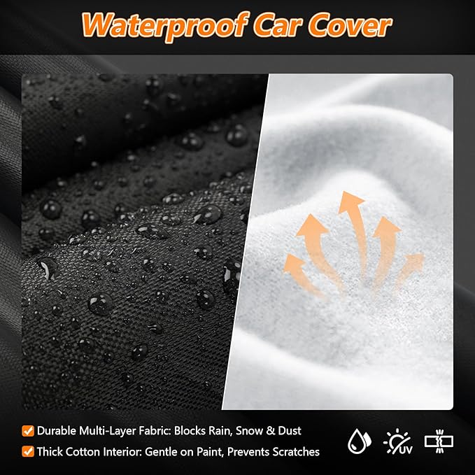 Car Cover for Chevrolet C10 C20 K10 K20 1960-1991, All Weather Waterproof 420D Oxford Cloth with Cotton Lining, Outdoor Car Cover with Windproof Straps, Heavy Duty Sun Rain Snow Protection