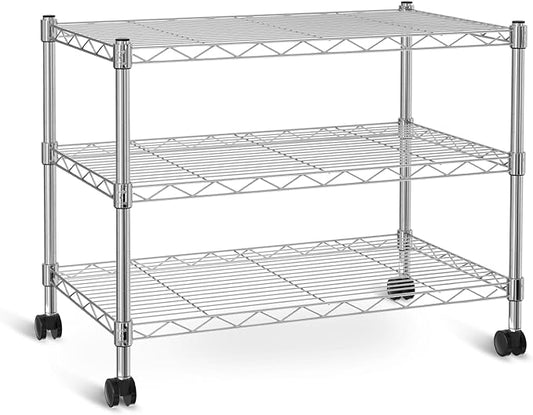 YSSOA 3-Tier Heavy Duty Storage Shelves 750Lb Capacity, 24.02" D x 13.78" W x 21.97" H Shelving Unit for Pantry, Garage, Laundry and Kitchen, Chrome