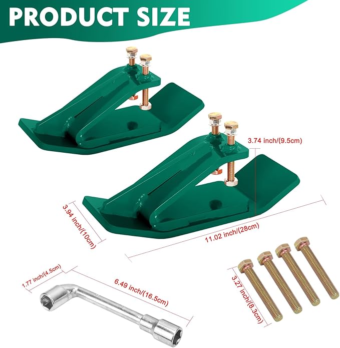Tractor Bucket Protector, EBESTTECH 2 PCS Bucket Edge Anti-Skid Device Ski Edge Protector Double Hexagon Lock Nuts and Bolts,for Snow Leaves Removal Spreading Gravel,Green