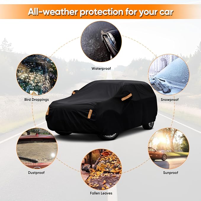 NEVERLAND SUV Car Cover Waterproof All Weather Outdoor Full Car Cover for Automobiles Snow Rain Sun UV Dust Protection Scratch Universal Fit SUV Up to 190"