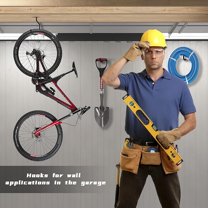 Bike Hooks Heavry Duty 12 Pack,Bicycle Storage Hanger Screw in Ceiling Hooks,Utility Hooks for Wall,Garage,Garden Organization and Storage,Fits Hanging All Bike Types,Bicycle Storage Hooks