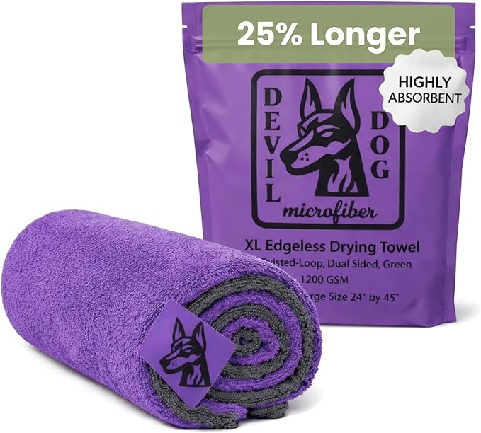 24"X45" Truck Car Drying Towel – 1200 GSM Double Twisted Loop Microfiber Cloth, Ultra Absorbent, Streak-Free, Lint-Free, Scratch-Free, Edgeless Quick Drying Towel