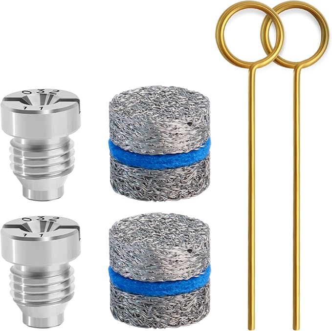 1.1 mm Foam Cannon Orifice Nozzle and Foam Maker Meshes Kit for Foam Cannon Replacement Thread Nozzle Tips and Mesh Filter, with Cleaning Tools, 3000PSI 2-Pack