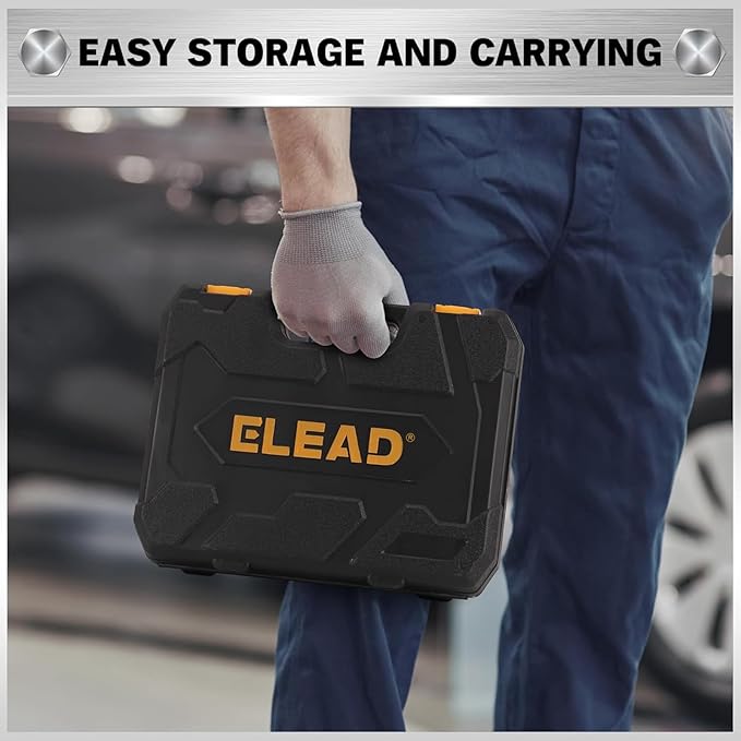 ELEAD 33-Piece Combination Ratchet Wrench Set | SAE & Metric Sizes (1/4" to 3/4" & 6-18mm) | 72-Tooth Gear Design | CR-V Steel | Organizer Carry Case | Ideal for Mechanics & DIY