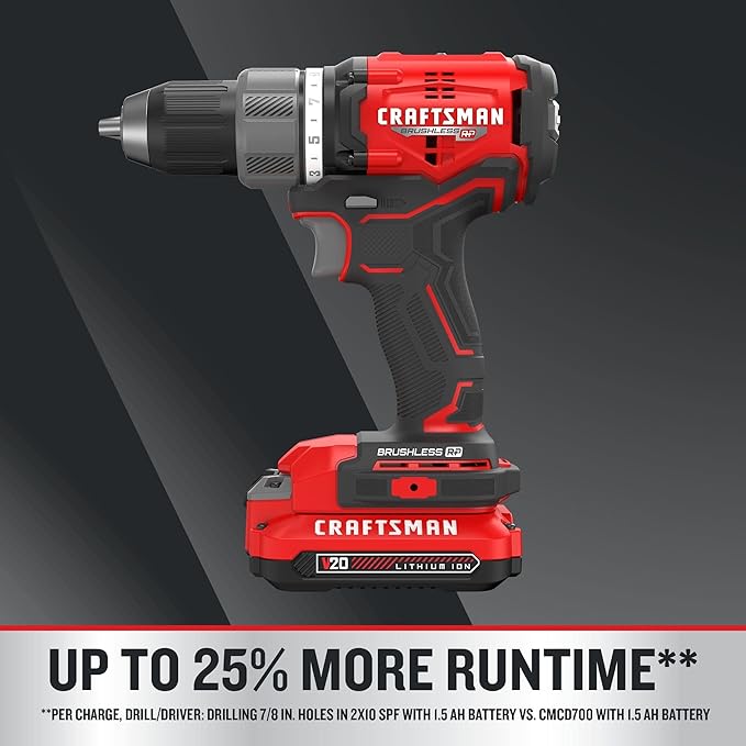 CRAFTSMAN V20 RP Cordless Drill and Impact Driver, Brushless Power Tool Combo Kit, 2 Batteries and Charger Included (CMCK211C2)