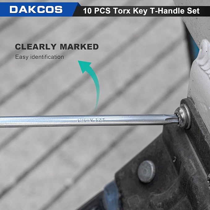 10 Pcs T-Handle Torx Wrench Set, T9-T50 Star Key with Storage Rack, Cr-V