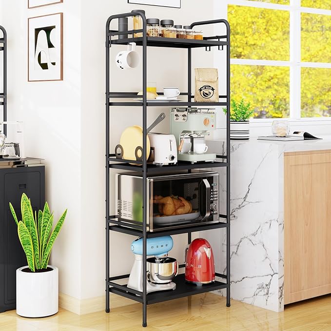 HDANI Storage Shelves, 5-Tier Metal Storage Rack with Shelf,Shelf Organizer,Garage Standing Shelving Unit for Laundry,Bathroom,Kitchen,Pantry, Closet,23.6''W X 13.8''D X 63''H,Black