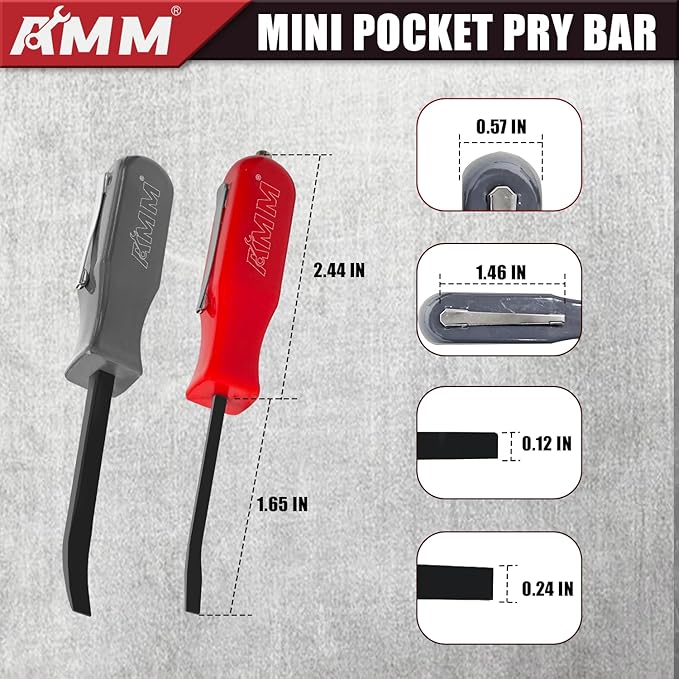 AMM 2 PCS Pocket Pry Bar Set, Mini Pry Bar with Magnet Top and Pocket Clip, 4.5" Small Pry Bar for Home Office, Car Repair Gadgets, Electronics and Mechanics Repair