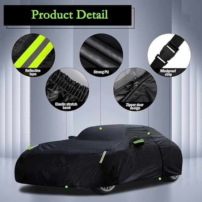 Car Cover Custom Fit for 1998-2026 Porsche 911 (991/992/996/997 Series) Carrera 4S/Turbo/Carrera, Waterproof All Weather Full Exterior Cover Rain Sun Protector with Door Zipper