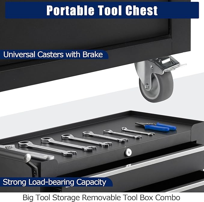 Professional Workstation Version 24" 5-Drawer Rolling Tool Chest - Lockable Storage Cabinet with Wheels for Workshop & Garage Organization