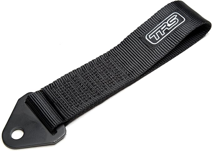 TRS Motorsport Fabric Tow Loop Strap Fixed Length for Front or Rear Bumper, High Strength (Upto 5000KG) - 10 Colour Options - Made in The UK (Black)