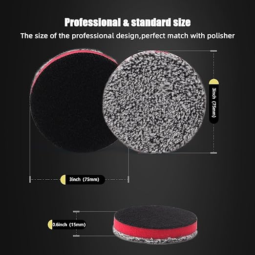SPTA 3"(75MM) Microfiber Cutting Pads, 3PCS Soft Microfiber Wax Removal, Detailing Wax Applicator, for Waxing and Polishing&Scratch and Vortex Removal Pad, Ultrafine Fiber Pad