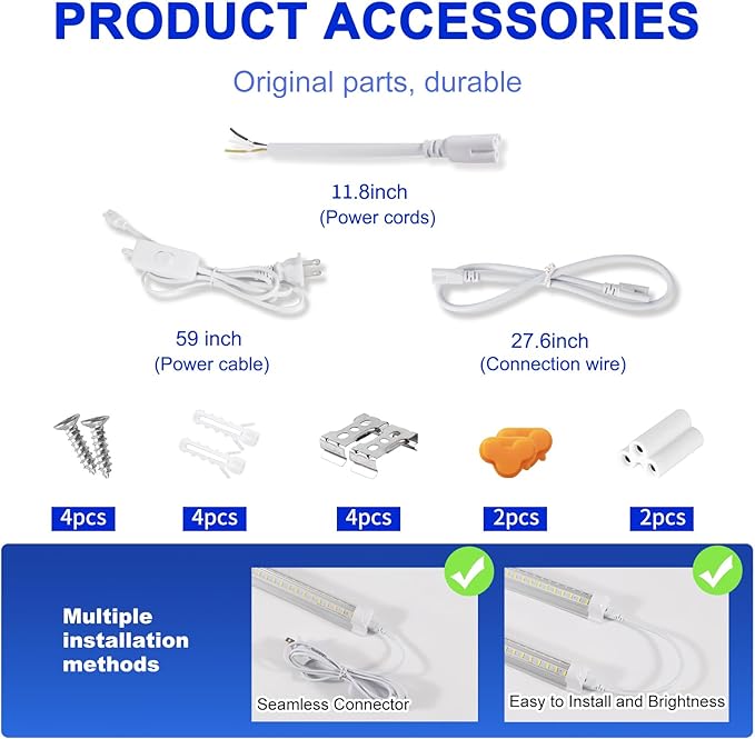 AQIQUUT 3FT Lights 36W 6500K 5000LM Daylight,Foot Led Shop Lights 110V Linkable Clear Cover Integrated V-Shape for Shop Garage Warehouse Workshop Commercial Bay Lighting(2-Pack)