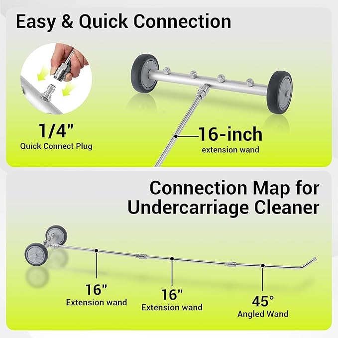 M MINGLE Undercarriage Pressure Washer Attachment, 16 Inch Powerful Under Car Washer with Foam Cannon and Car Wash Mitt, 4000 PSI