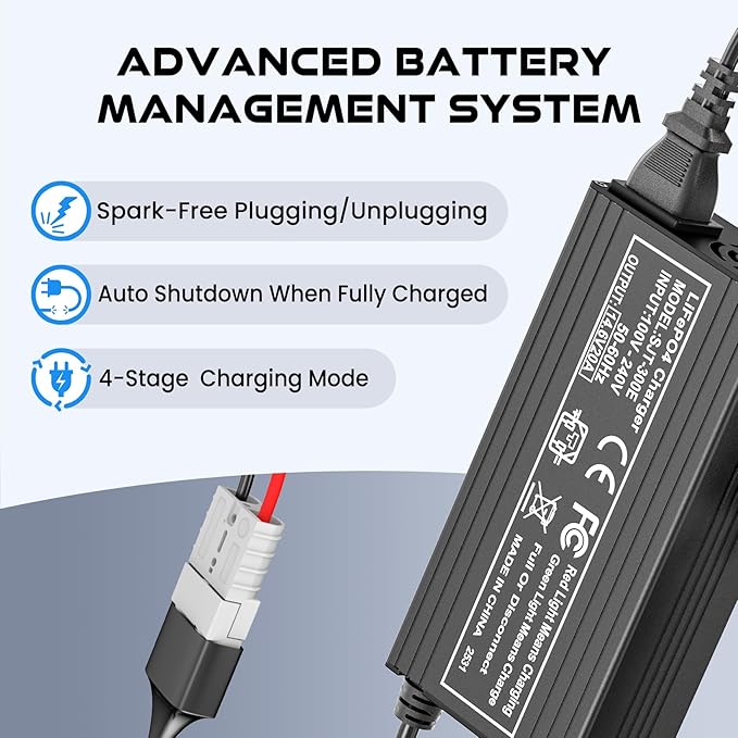 12V 20A Lithium Battery Charger 14.6V LiFePO4 Battery Charger with Quick Connector Automatic Smart & Maintenance for Deep Cycle Rechargeable Battery Boat RV