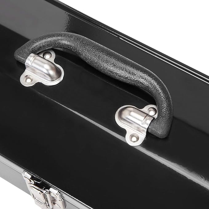 Torin ATB102B 16" Hip Roof Style Portable Steel Tool Box with Metal Latch Closure, Black