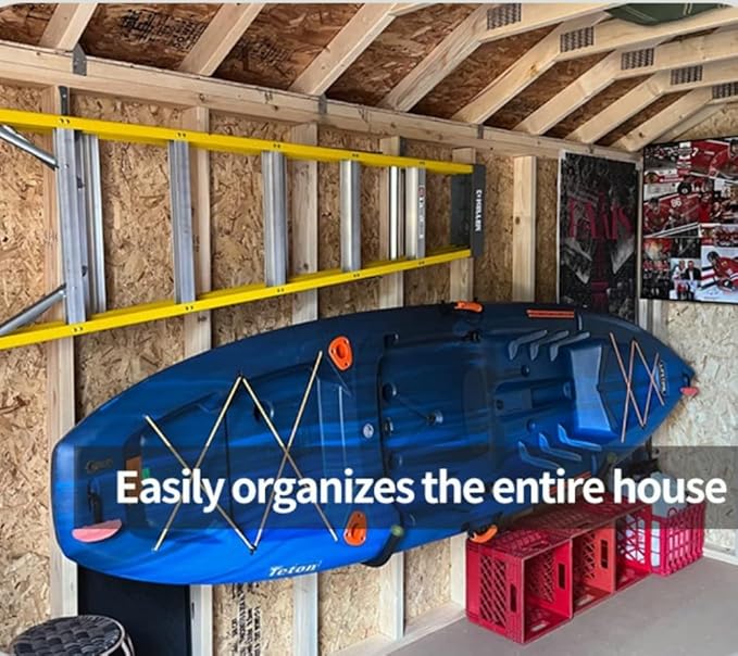 Aweilan Garage Storage Heavy Duty Hooks, 15Inch Jumbo Arm Kayak Rack, Heavy Duty Wall Hooks for Canoe, Ladder, Bicycle, Folding Chairs, Surfboard, Snowboard, Hose and Tools (6 Pack)