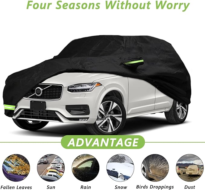 YIXIN Waterproof Car Cover for 2002-2026 Volvo XC90 Car Cover Custom Fit 100% Waterproof Windproof Strap & Single Door Zipper Bands for Snow Rain Dust Hail Protection