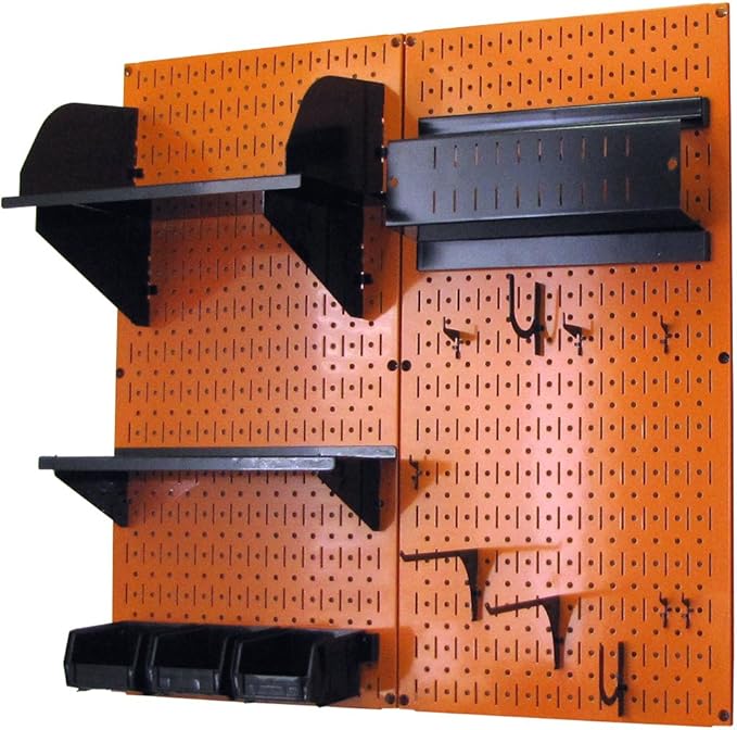 Wall Control Craft & Hobby Pegboard Organizer Storage Kit with Orange Pegboard and Black Accessories