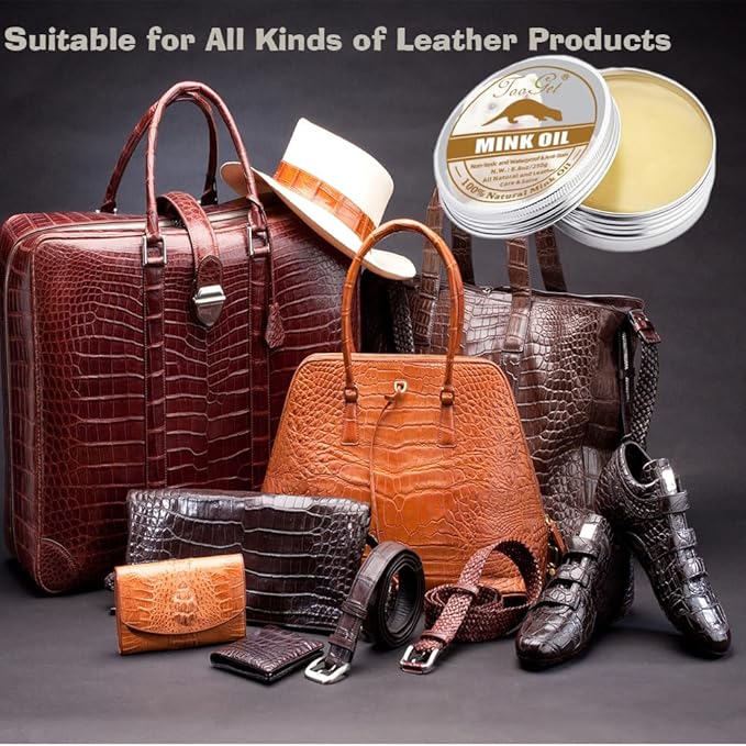 TooGet Mink Oil for Leather Care - 8.8 OZ Conditioner & Cleaner Kit, Restorer for Boots, Shoes, Purses & Belts