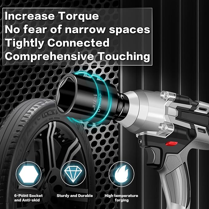 3/4 Inch Drive Deep Impact Socket Set,6-Point,SAE(1"to 1-1/2"),8 Pcs,Cr-Mo.Heavy Duty Impact Socket Set.