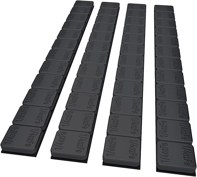 MIKKUPPA Black Wheel Weights - 1/4oz, 0.25oz (48pcs, 12oz/Box) Low Profile, Easy to Peel, Adhesive Stick on Tire Weights for Cars, Trucks, SUVs, Motorcycles, RC Cars, OEM Quality