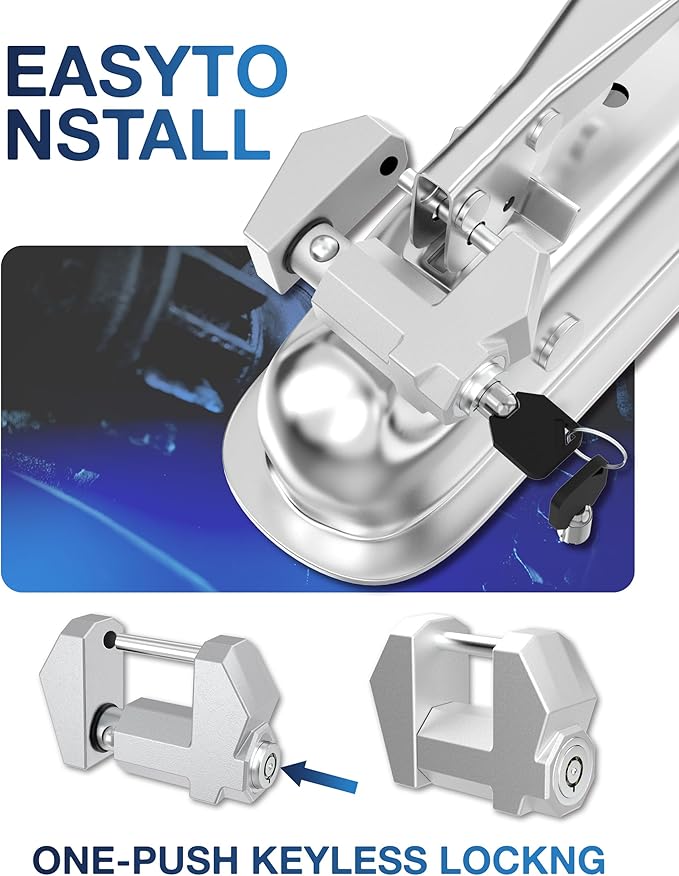 TOPICK Trailer Tongue Coupler Lock, Dia 1/4'', Extra Wide 1.2'' Span, Latch Lock for Wide Trailer Coupler, for RV, Truck, Boat Trailer Lock, Cyberpunk Futuristic Style